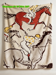 Hermès Luxury Horse Racing Jockey Print Flannel Throw Blanket IMG_5271